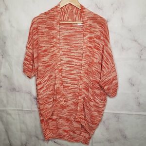 ZARA KNIT orange white space dye open front cardigan S